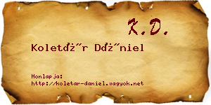 Koletár Dániel névjegykártya